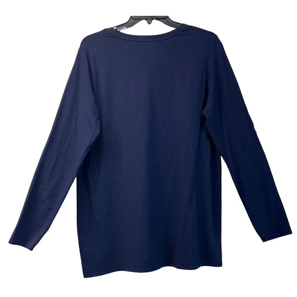 Soft Surrounding Size L Blue Navy Long Sleeves Pima Cotton Blend - Picture 2 of 8